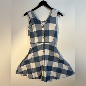 Mata Traders Navy and Cream Checkered Dress